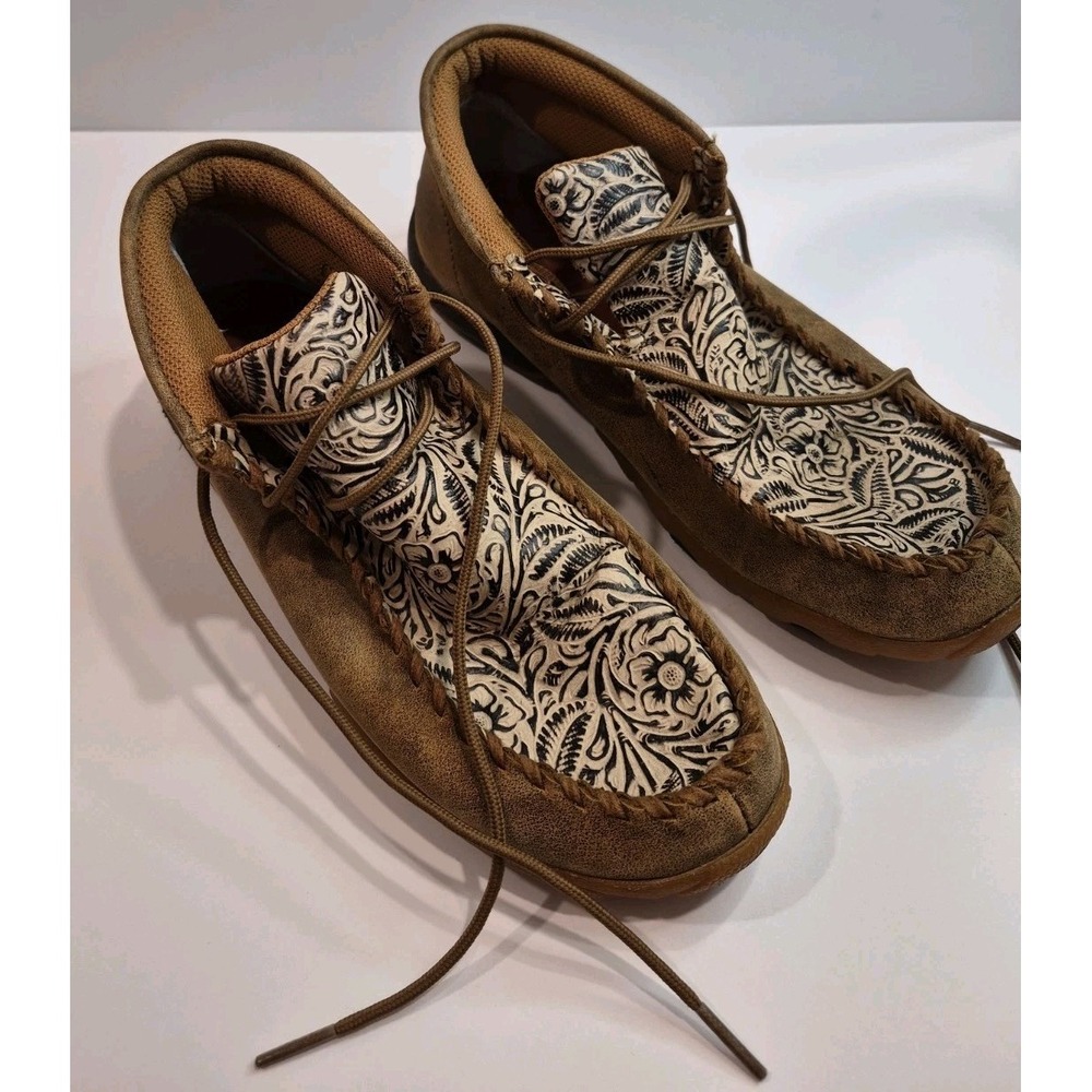 TWISTED X Chukka Driving Moc WDM0080  Wom 7.0 Tooled Leather Western Ranch Wear